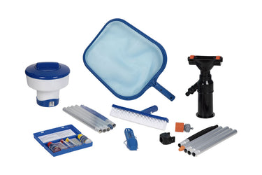 Cofan – Kit de Mantenimiento y Limpieza para Piscinas | 6 Accesorios Esenciales | Incluye Aspirador, Cepillo, Termómetro, Dosificador y Más